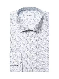 Рубашка современного кроя с цветочным принтом Eton, синий