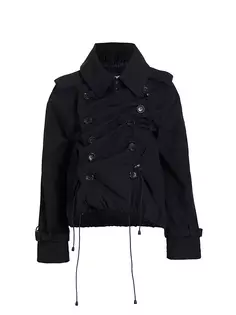 Двубортный пиджак со сборками Junya Watanabe, черный