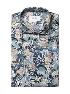 Рубашка приталенного кроя с цветочным принтом Eton, синий