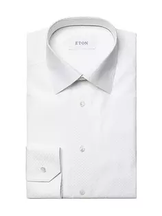 Рубашка современного кроя с геометрическим рисунком Eton, белый