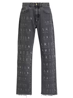 Разрушенные джинсы с латками Aries, черный