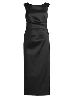 Драпированное платье-футляр из микадо Aidan Mattox, черный