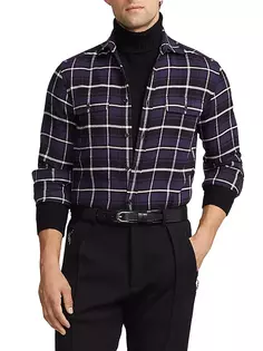 Рубашка на пуговицах из фланелевой саржи Ralph Lauren Purple Label, фиолетовый
