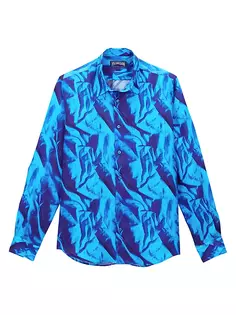 Рубашка из мятого льна Draps Frois Vilebrequin, цвет bleu neptune