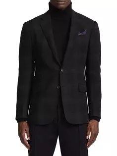 Однобортная спортивная куртка из шерсти в клетку Ralph Lauren Purple Label, черный