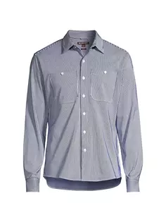 Полосатая рубашка из эластичного хлопка Michael Kors, цвет true navy