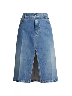 Легендарная джинсовая юбка миди с цепочкой Falabella Stella Mccartney, синий