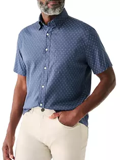 Рубашка с короткими рукавами в горошек Movement Faherty Brand, синий