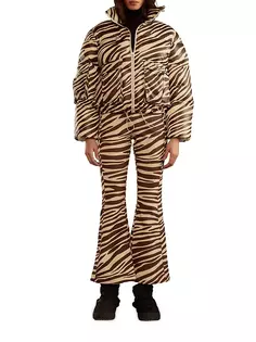 Укороченная куртка-пуховик с зебровым принтом Cynthia Rowley, цвет zebra