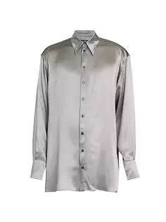 Широкая шелковая рубашка на пуговицах спереди Dolce&amp;Gabbana, цвет silver