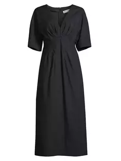 Платье из хлопкового поплина с V-образным вырезом Tory Burch, черный