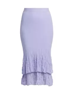 Многоярусная юбка-миди из хлопковой смеси Bottega Veneta, цвет amethyst