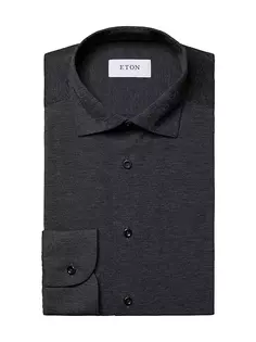 Меланжевая рубашка узкого кроя, эластичная в четырех направлениях Eton, синий
