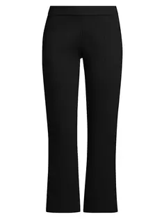 Расклешенные трикотажные брюки с понте без застежек Tory Burch, черный