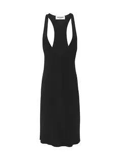 Платье-борцовка из блестящего трикотажа Saint Laurent, черный