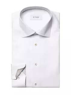 Рубашка из твила приталенного кроя с геометрическим рисунком Eton, белый