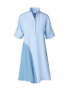 Полосатое мини-платье-рубашка Akris Punto, цвет ink sky cream