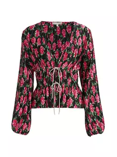 Плиссированная блузка Payton с цветочным принтом Wayf, красный