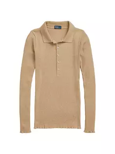 Рубашка поло рельефной вязки Polo Ralph Lauren, цвет warm brown heather