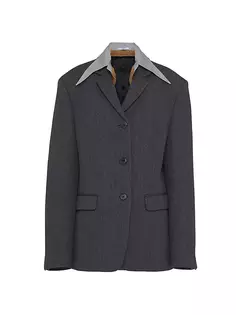 Однобортный шерстяной пиджак Prada, серый