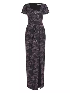 Жаккардовое платье Roslyn с цветочным принтом Kay Unger, черный