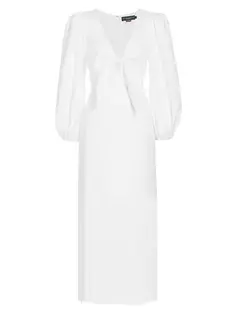 Льняное платье макси Marea с бахромой No Pise La Grama, белый