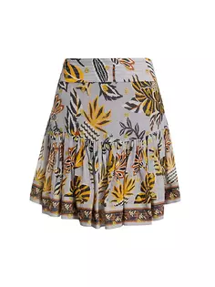 Мини-юбка в горошек с цветочным гобеленом и металлизированным узором Farm Rio, цвет silver