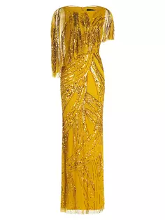 Платье Ayla с шалью и бисером Theia, цвет gold bronze