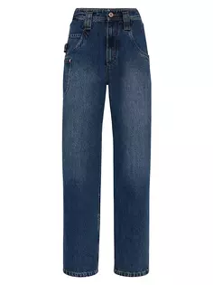 Настоящие джинсовые джинсы Carpenter с блестящей окантовкой Brunello Cucinelli, цвет dark denim