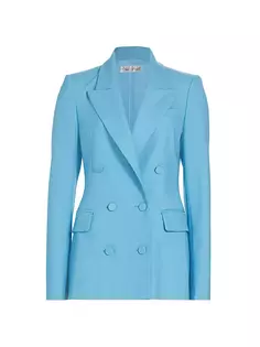 Шерстяной двубортный пиджак Oscar De La Renta, синий