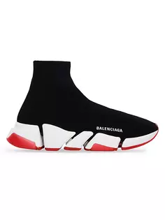 Кроссовки Speed 2.0 из переработанного трикотажа с прозрачной подошвой Balenciaga, черный