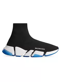 Кроссовки Speed 2.0 из переработанного трикотажа с прозрачной подошвой Balenciaga, черный