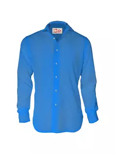 Льняная рубашка на пуговицах Mc2 Saint Barth, синий