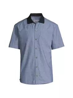 Современная хлопковая рубашка с короткими рукавами Thorsun, синий