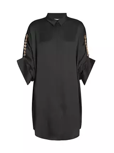 Мини-платье-рубашка с шелковой цепочкой Loewe, черный
