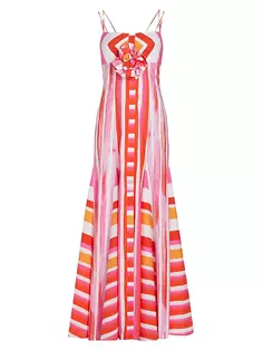 Хлопковое платье макси в полоску Catania Silvia Tcherassi, цвет rouge orange stripes