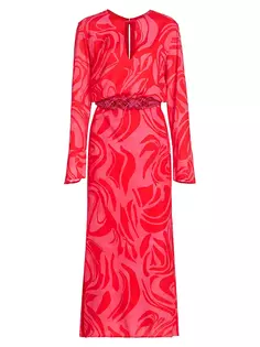 Платье миди с поясом и вырезом Pesaro Silvia Tcherassi, красный
