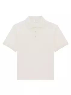 Рубашка-поло с монограммой из хлопкового пике Saint Laurent, цвет naturel