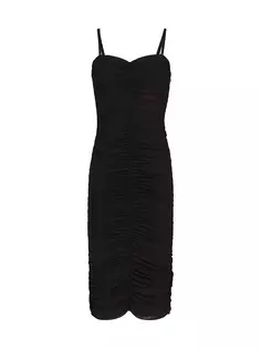 Платье миди Caprice со сборками L&apos;Agence, черный L'agence