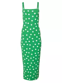 Вязаное платье-миди в горошек Carolina Herrera, мультиколор