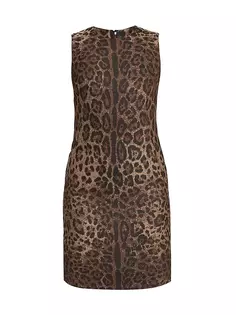 Мини-платье из жаккардовой шерсти с леопардовым принтом Dolce&amp;Gabbana, леопард