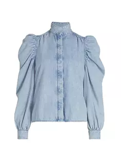 Джинсовая рубашка Gillian с объемными рукавами Frame, цвет cresthaven