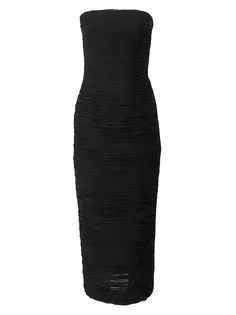Платье миди без бретелек со сборками Carolina Herrera, черный