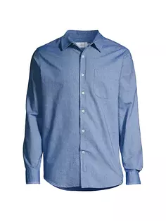 Постиранная оксфордская рубашка с длинными рукавами Onia, синий
