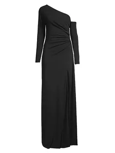 Платье с асимметричными рукавами в социальном стиле Donna Karan New York, черный