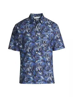 Хлопковая рубашка с принтом пальм Thorsun, синий