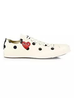 Низкие кеды унисекс CdG PLAY x Converse Chuck Taylor All Star в горошек Comme Des Garçons Play, белый