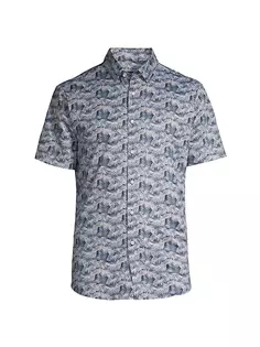 Классическая рубашка с короткими рукавами Halyard Ashley Mizzen+Main, цвет ashley blue palm
