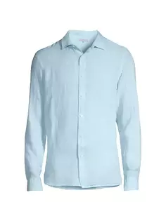 Льняная рубашка Giles Orlebar Brown, синий