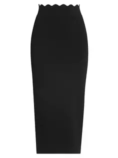 Трикотажная юбка миди Quincy с фестонами A.L.C., черный